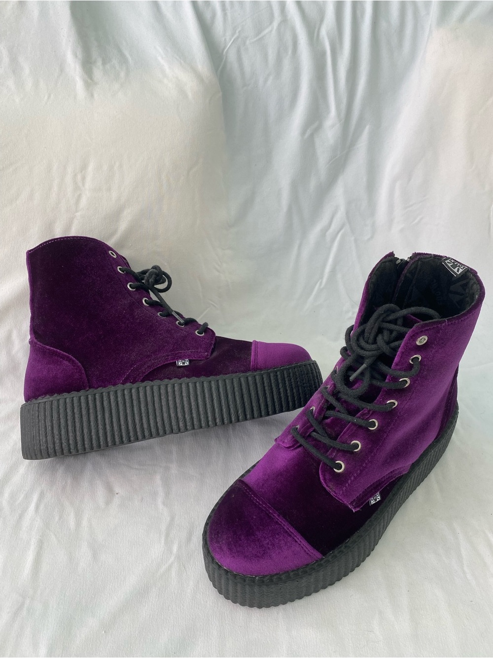 T.U.K. Purple Velvet Playform Boots - Picture 3 of 15